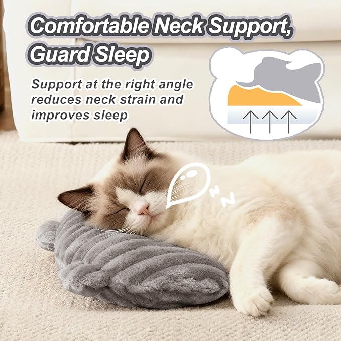 Jiupety Dog Calming Pillow, Soft and Neck-Friendly, Washable Pet Neck Pillows for Small Medium Large Dogs and Cats, 11" x 8", Gray