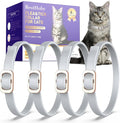 Flea and Tick Collar for Cats (4 Pack), Plant-Powered with Natural Essential Oils, Water-Resistant, Adjustable for All Cats & Kittens (Gray)