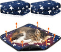 Namalu 4 Pack Self Warming Cat Bed Self Heating Cat Mat Star Pattern Soft Dog Crate Pad Thermal Pet Mat Anti Slip Kennel Dog Washable Warming Bed for Outdoor Indoor (12 x 12 Inch,Blue)
