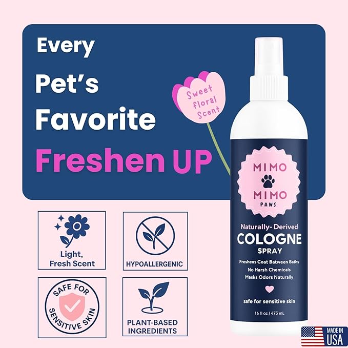 Dog Deodorizing Cologne Spray16 oz Odor Eliminator, Fresh Scent, Pet Safe Ingredients Dog & Cat Perfume, Long-Lasting Between Baths, No Parabens or Alcohol, Sensitive Skin Safe, Made in USA