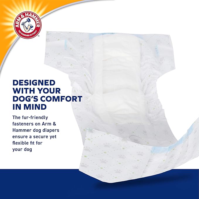 Arm & Hammer for Pets Disposable Female Dog Diapers with Odor Control and Wetness Indicator, Leak Resistant Dog Diapers for Incontinence and Heat Cycles, Size Large 18–23 in Waist, 12 Count