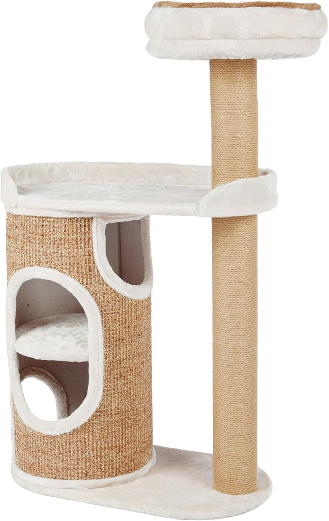 Trixie Falco 46-in Cat Tower, Sisal Scratching Posts, 2-Story Cat Condo, Plush Platforms, Removable Bed, Brown, 117 cm