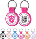 Silicone Cat Tags Personalized Small for Pet Collars, QR Code Cat Name Tags, Scan Location Alerts, Rose Red S