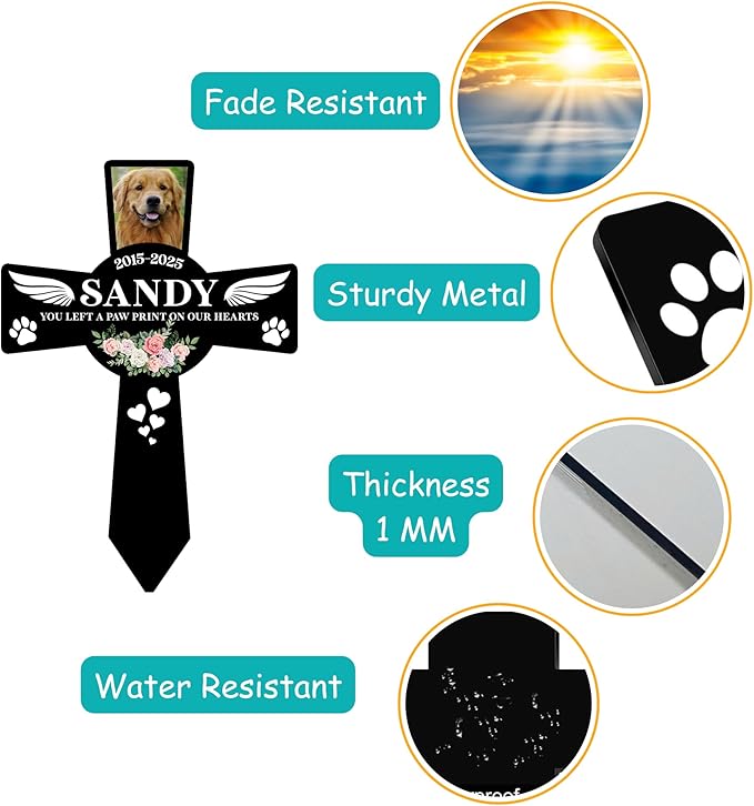 Pet Grave Marker Dog | Custom Dog Tombstones for Graves Outdoor with Name and Date | Pet Memorial Cross for Graveyard or Garden | Weatherproof Pet Tombstone for Dogs