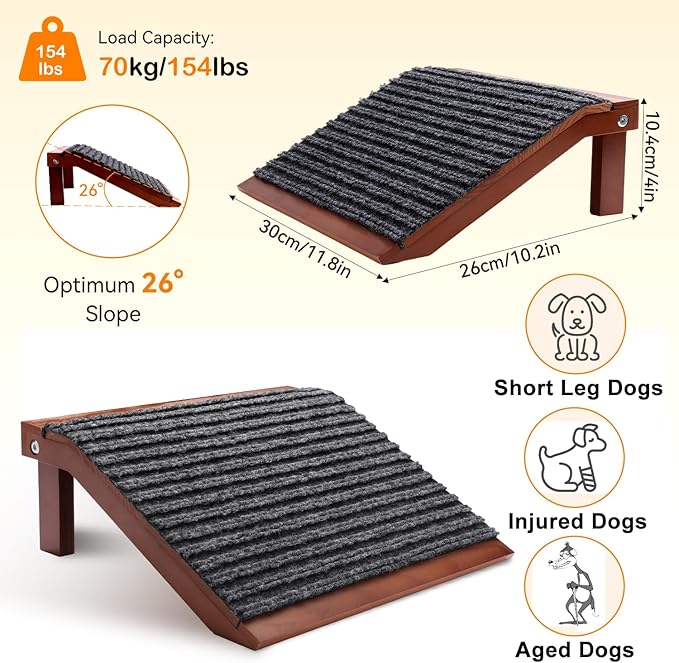 In hand Dog Ramp, Low-Angle Pet Stair Ramp for Small Dogs & Cats for Any Staircase, Non-Slip Steps Stair Assist for Elderly, Injured Pets, 2 Packs