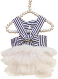Dog Dresses, Fashion Pet Dog Clothes, Striped Mesh Puppy Dogs Princess Dresses (Blue, XX-Large)