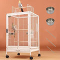 xixi-home Clear Parrot Cage,Metal Bird Cage Ornamental Cage -with Play Top and Wheel,Large Bird Cage Flying Birdcage for Outdoors (Type B - White)