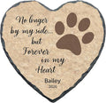 Personalized Dog Memorial Stone, No Longer by My Side Heart Plaque, Pet Loss Gift for Dogs Headstone (S-009)