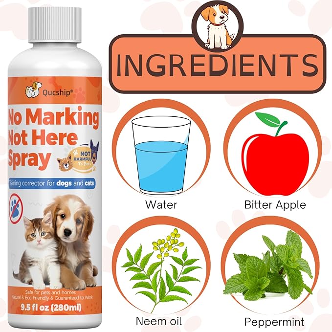 Qucship 8oz Stop Your Dog Wrong Marking with This Solution, Keep Your Home Clean with Our Dog Training Spray - no More Marking Spray for Dogs