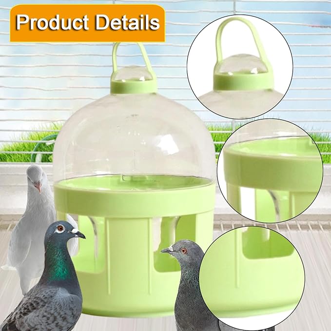 Pigeon Water Dispenser Bird Drinker Large Capacity Automatic Pet Water Pot Container Drinker Bottle for Parrot Lovebirds Duck, 2L