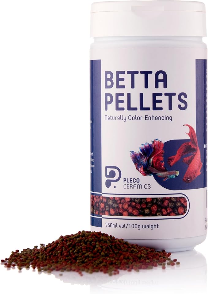 Plecoceramics Betta Fish Pellets Extreme Color, Complete Nutrition Plus Color Boost, Enhancing Floating Food Betta Fish (3.5 oz / 100 g)