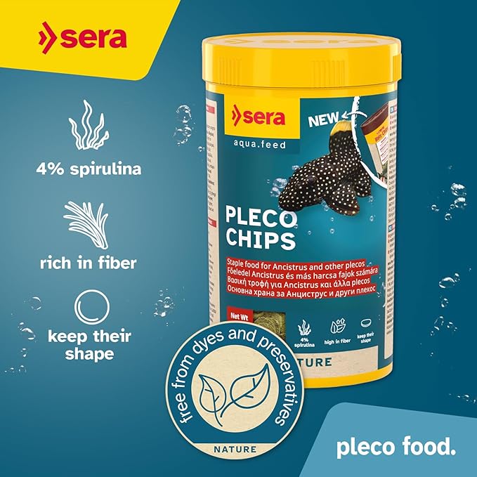 sera Catfish Chips Nature 3.4oz/0.21lbs | Premium Fish Food for Ancistrus & Plecos | High Fiber | No Dyes & Preservatives | Supports Digestion & Promotes Healthy Growth | Ideal for Bottom Feeders