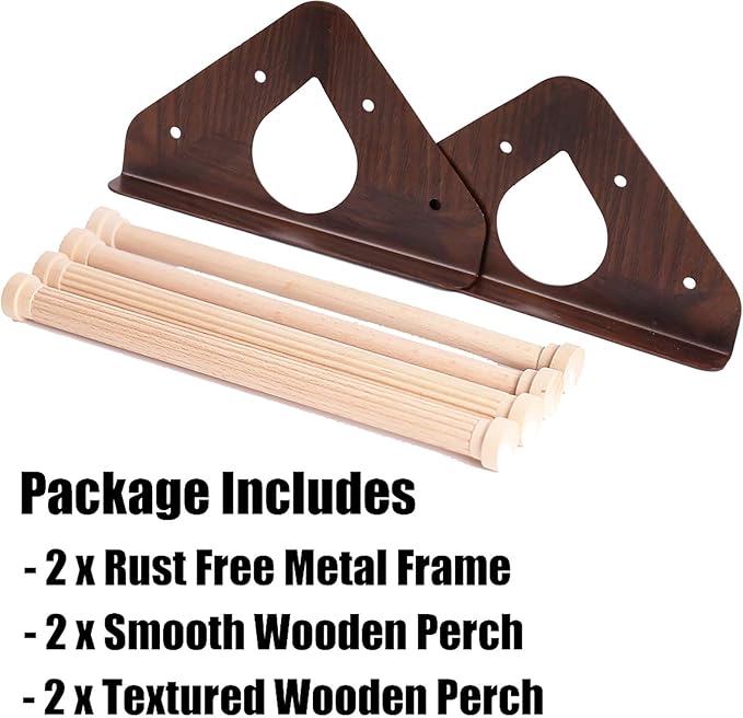 Baby Chick Perch, Durable Metal Stand with Wooden Roosting Bar for coop and brooder, Training Chicken Perch Easy to Assemble and Clean, Fun Toys for Chick (Grey Wood, Wooden Bars)