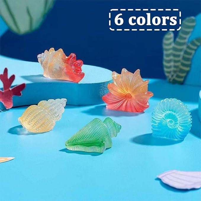 MIUPOO Glow Conch,Betta Stones,Glow in The Dark Crystal,Bonsai Decor,Chips Stone Small Decorative,Fish Tank Decor,6 Colors,12 Pieces.