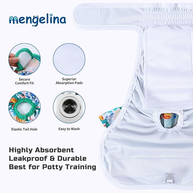 Dog Diapers Female Washable (3 Pack), Dog Period Diapers Female Doggie Diapers Puppy Diapers Highly Absorbent Female Dog Diapers for Heat, Incontinence, Excitable Urination,L