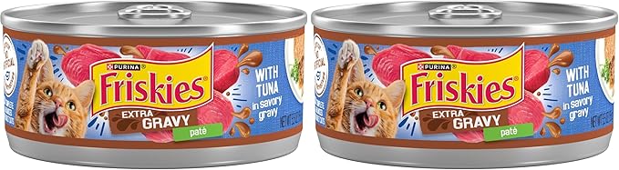 Friskies Purina Wet Cat Food Pate,Extra Gravy with Tuna - 5.5 oz. Cans,(Pack of 48)