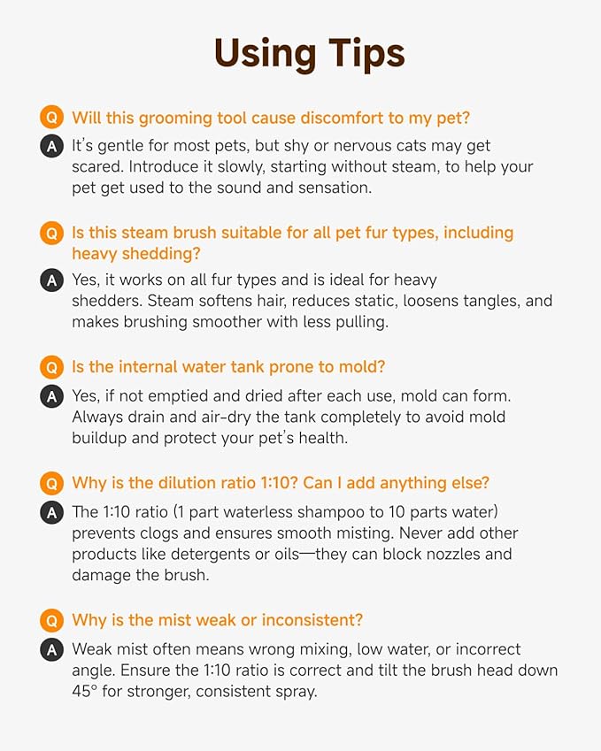 Pet Spray Brush for Cats & Dogs, 3-in-1 Grooming Tool with Steam Mist, 2-Speed Spray Settings, Removes Dander & Deshedding, One-Touch Self-Cleaning Hair Brush, for Long Short Hair Pets