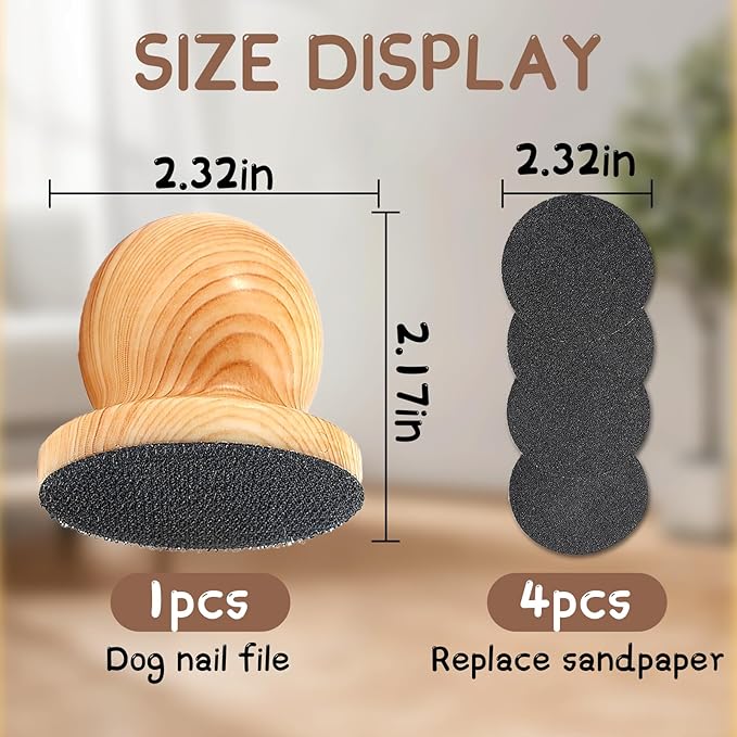 DAUNZMR Dog Nail File with 4 Pcs Replaceable Sandpaper, Nail Grinder Board for Dogs & Cats