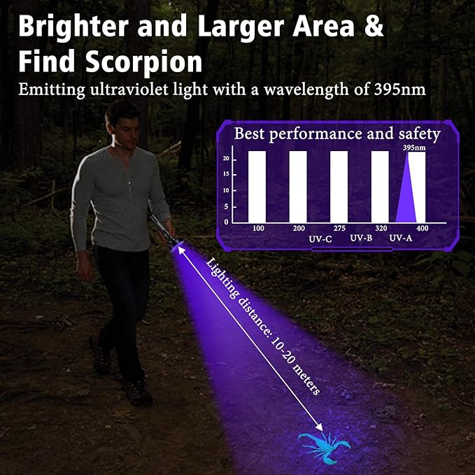 UV Flashlight Black Light, 100 LED Blacklight Flashlight for Dog/Cat Pet Urine Detector, Bed Bug, Scorpion, Show Drying Urine Stains on Toilets
