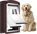Dog Door for Wall, Large Dog Door with Double Lock Panels, Steel Frame and Telescoping Tunnel, Doggie Door for Interior and Exterior Wall, Up to 100lbs, Coffee Color