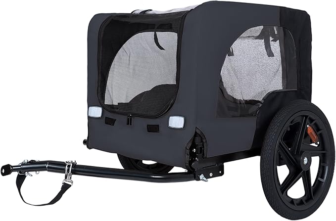 Heavy-Duty Dog Bike Trailer & Collapsible Pet Carrier for Bike with 16-Inch All-Terrain Wheels, Universal Hitch, Safety Flag & Weather-Resistant Design for Outdoor Adventures