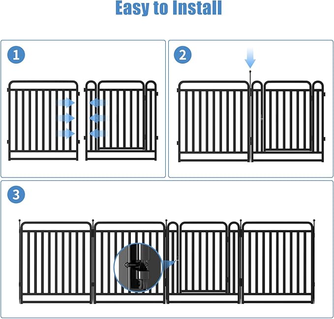 New Thickened Version Dog Playpen, 32 Inch Dog Fences for The Yard, Portable Outdoor Dog Playpen for Large/Medium/Small Dogs, Foldable Metal Dog playpen, with Doors (16 Panels, 32 Inch)