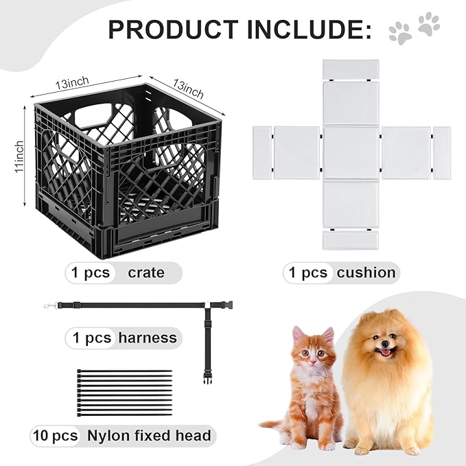 Secure Rear Dog Bike Basket Carrier for Small Dogs up to 15 Lbs, Easy No-Tool Installation with Straps, Waterproof & Comfortable Pet Seat for Most Bicycles