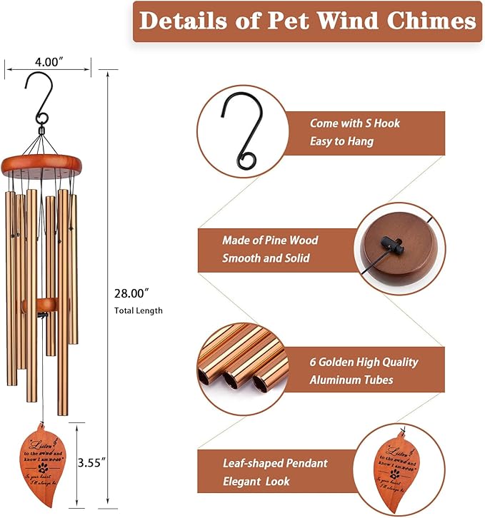 Pet Memorial Wind Chime, Dog Memorial Gifts for Loss of Dog, Pet Loss Sympathy Condolence Bereavement Passing Away Gift