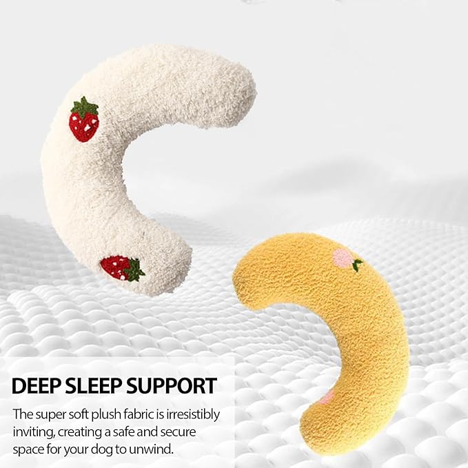 U-Shaped Calming Pillow for Cats and Dogs - Super Soft Plush Fabric, Cozy Headrest, Neck Support for Deep Sleep, Kitten Headrest, Pet Bed (White)