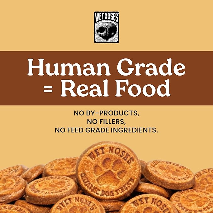 Wet Noses Organic Crunchy Dog Treats – All-Natural, Human-Grade, Non-GMO, Healthy Training & Delicious Snacks for Dogs, for All Dog Sizes & Breeds – Smoked Chicken, 14oz (2 Pack)