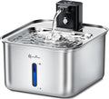 DownyPaws Cat Water Fountain Stainless Steel Wireless, 101 oz/3L FurSink Cordless Water Fountain for Cats, Battery Operated Cat Fountains for Drinking with Motion Sensor, Easy Clean, Metal