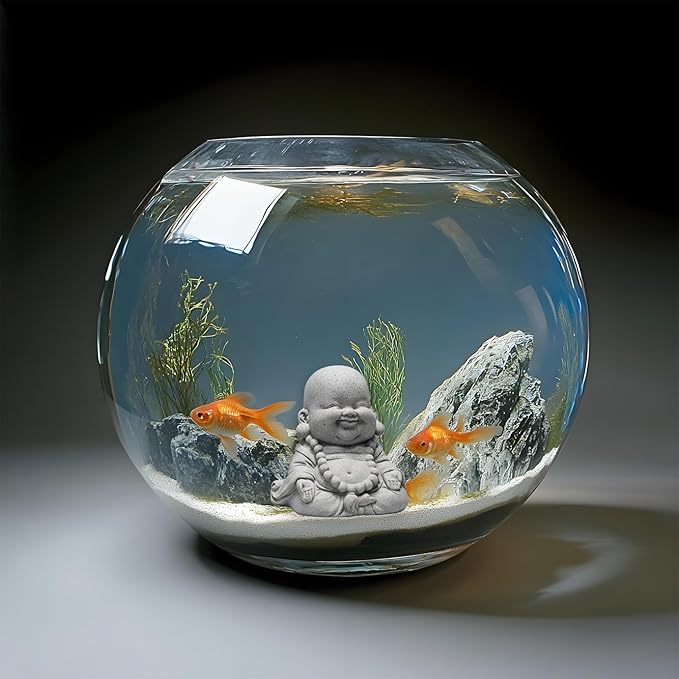 LIYAOLI Aquarium Decor Buddha Statue, Sandstone Sculpture for Fish Tank Decorations and Betta Fish Tank Accessories, Zen Ornament for Good Luck, Home Office Feng Shui Decoration