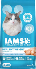 IAMS Proactive Health Healthy Weight Adult Dry Cat Food Chicken Flavor, Adult Cat Food Dry Recipe, 3.5 lb. Bag