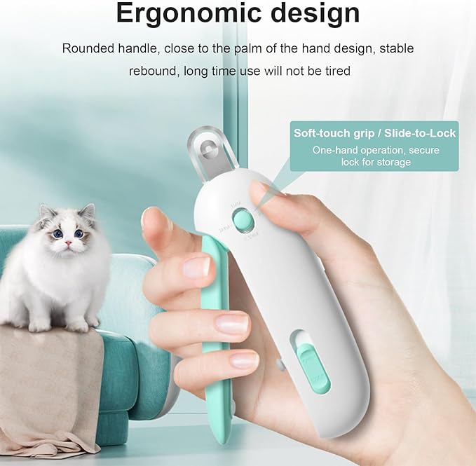 Wanheart Cat Nail Clippers with Debris Catcher & Hidden File, Adjustable Safety Guard Claw Trimmer for Indoor Cats & Kittens, Pet Grooming Tool (Blue)