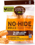Earth Animal No Hide Chews - Long Lasting Rawhide Free Medium Dog Chews Rolls, Chicken - 2 Count