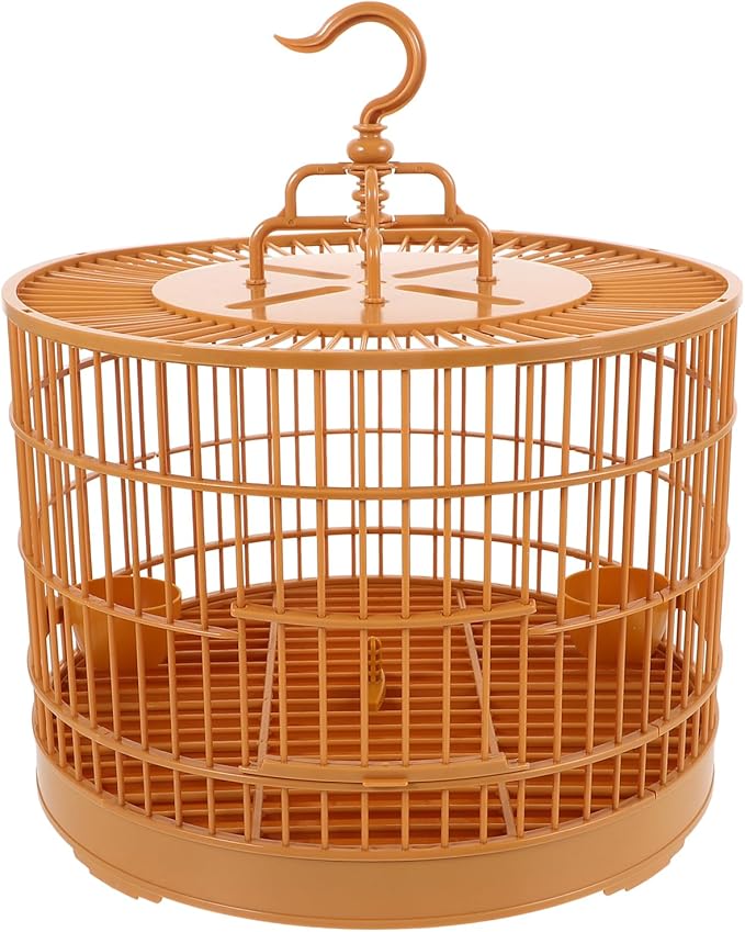 Milisten Hanging Parrot Bird Cage Small Round Plastic Birdcage with Feeder and Hook for Parakeets Finches Cockatiels 14.17In Bird House Carrier