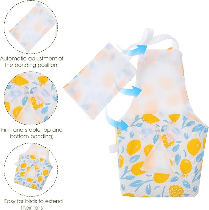 4 Pcs Bird Diaper, Cute Pet Bird Diaper, Parrot Nappy Reusable Flight Suit with Waterproof Inner Birds Diapers for Parakeet Cockatiel Mini Macaw Budgie Canary