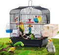 20.5 in Portable Travel Bird Cage with Handle, Metal Parrot Cage with Standing Pole, Food Container and Wooden Perch, Birdcages for Lovebirds Cockatiels Small Parrots Canaries