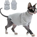 Fleece Sphynx Cat Clothes Soft Hairless Cat Clothes Pullover Cat Sweater for Chihuahua All Season Light and Warm Kitten Cloth for Cats Only Puppy Clothes Small Dog Sweater (Gray Striped, Medium)