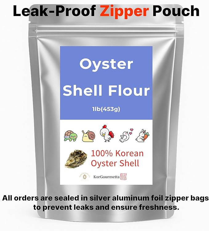 | Oyster Shell Flour 4.4lb – Finely Ground Calcium Material for Chickens, Ducks, Birds, Reptiles, Amphibians, and More – Crushed Oyster Shell Alternative | 굴껍질가루 (1lb)