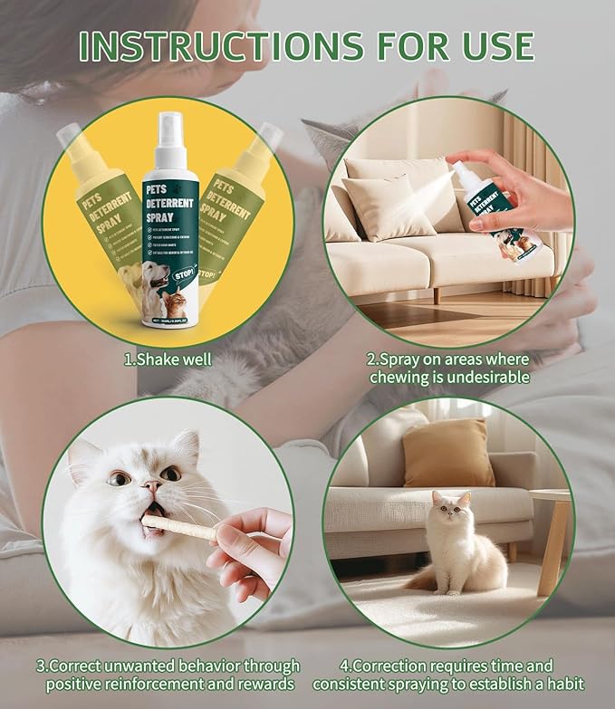 Effectively - Cat Deterrent Spray, No Scratch Spray for Cats - Eco Friendly, Prevents Cats from Damaging Furniture and Fabrics, Cat Training & Behavior Aids Spray, Indoor & Outdoor Use