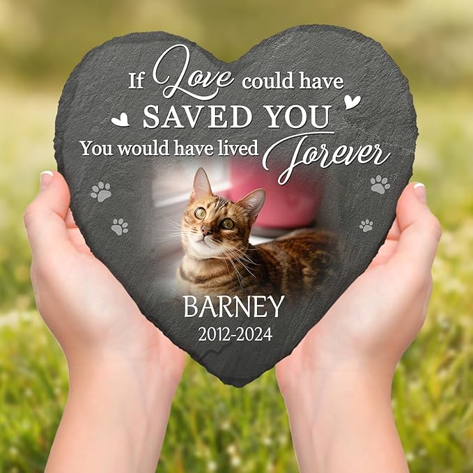 DOPTIKA Cat Memorial Gifts for Loss of Cat, Personalized Cat Memorial Stones with Photo, Pet Loss Gifts, Loss of Cat Sympathy Gift, Pet Memorial Stones, in Loving Memory Gifts for Cat Lovers