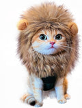 Lion Mane Wig for Cat Costume Pet Adjustable Washable Comfortable Fancy Lion Hair Cat Clothes Dress for Halloween Christmas Easter Festival Party Activity (Small, Brown)