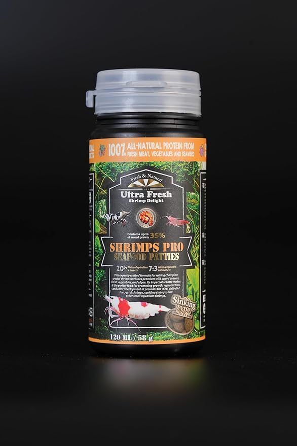 Ultra Fresh Shrimp Food, High Protein, Rich in Vitamins for Crystal, Caridina and Small Tropical Shrimp 2.04oz