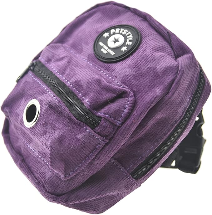 FLAdorepet Dog Backpack Harness with Leash, Dog Poop Bag Dispenser, Pet Self Carrier Adjustable Travel Hiking Walking Harness Backpack for Small Medium Dogs (S((Fit:5-10lb) Purple)