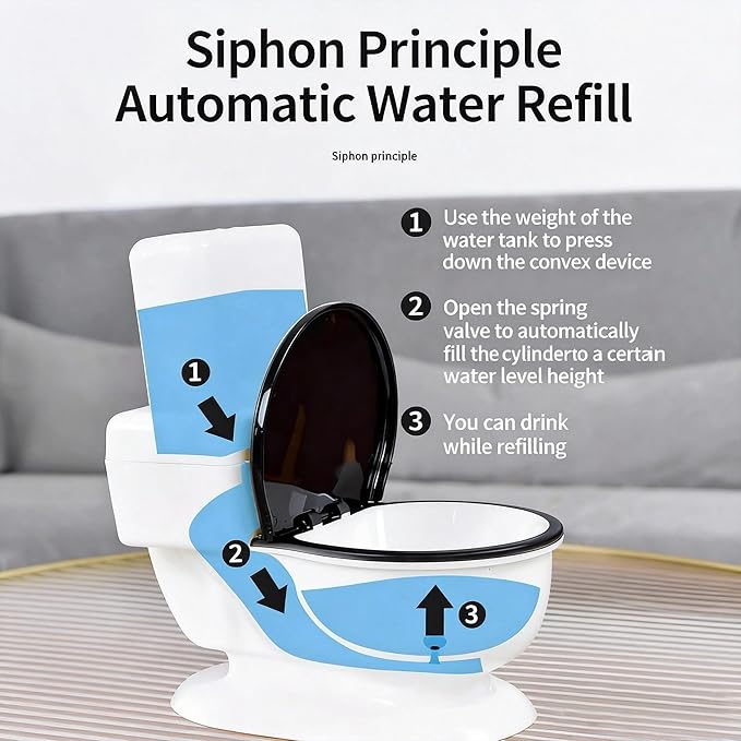 Cat Water Dispenser,Funny Toilet Shaped Pet Gravity Bowl, Automatic Flow No Electricity Needed with Healthy Pets Water Station for Cats and Small/Medium Dog