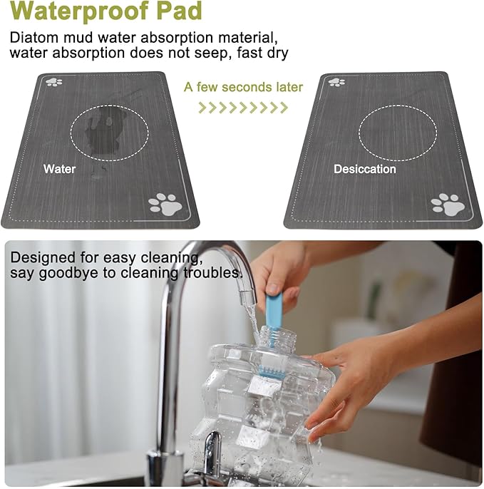 RIZZARI Large Water Dispenser for Dogs: 8L Gravity White Automatic Stainless Steel Waterer - 100% BPA Free - Raised Pet Feeder for Pet Dogs Indoor/Outdoor