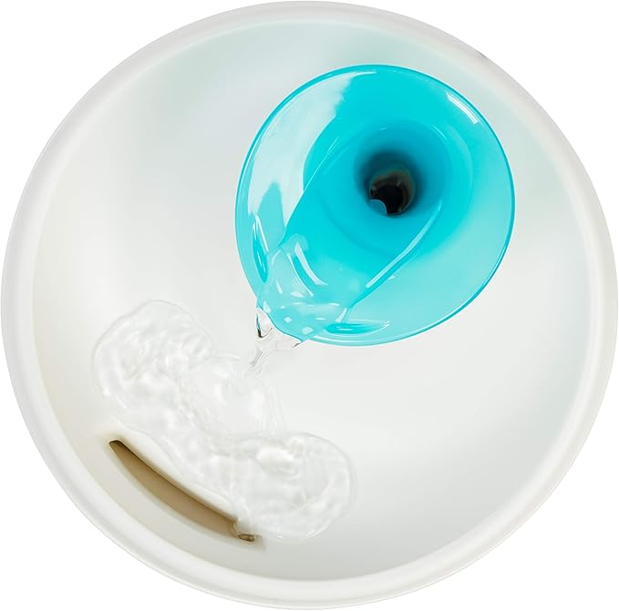 IRIS USA Cat Water Fountain, 44oz / 1.3L, Kitty Spout, Dog Fountain Water Bowl, Silent and Replaceable Charcoal Filter, White/Blue