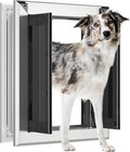 Aluminum French Large Dog Door,Strong Double Magnetic Flaps,with Aluminum Telescoping Tunnel Heavy-Duty Do g Door for L arge and Medium Dog Up to 110LBS (Silver, Large)