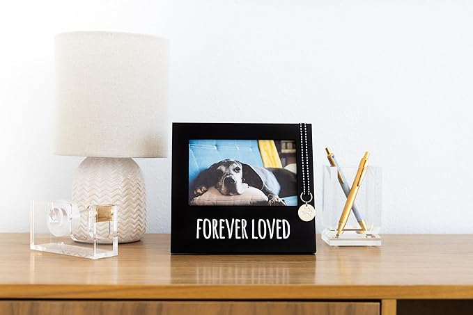 Pearhead Forever Loved Pet Keepsake Picture Frame, Photo Frame for Pet Owners and Dog Lovers, Ideal Memorial Gift for Loss of Dog and Pet Remembrance, Wall Mount And Tabletop Frame, Black
